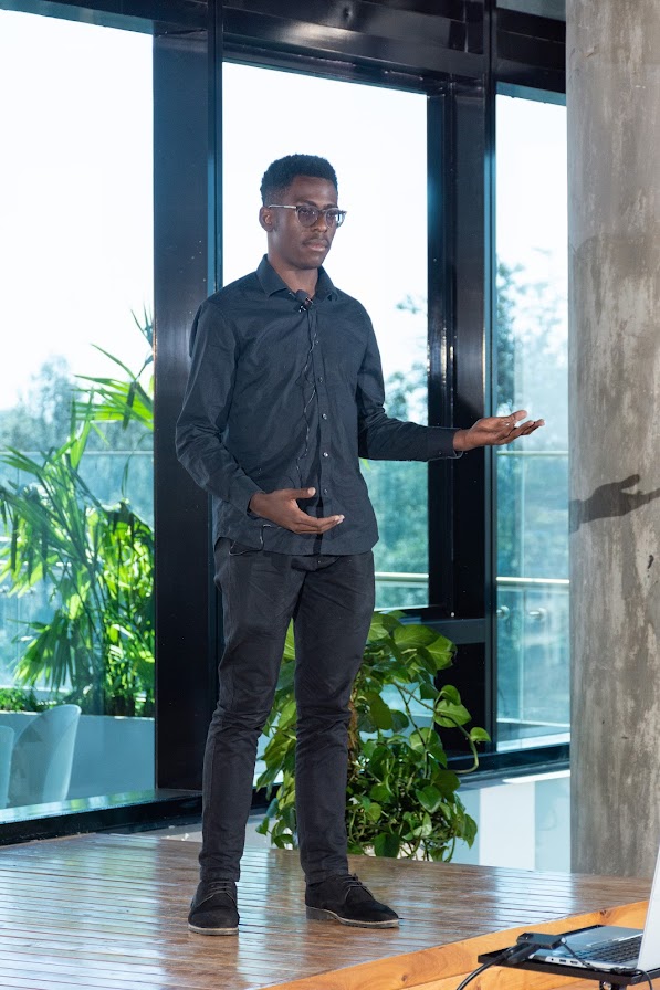 Kristian Onjala giving a speech in Parklands